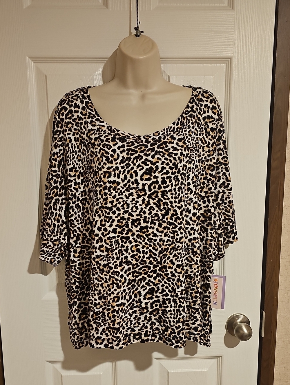Joyspun Women’s Size 3X Animal Print Short Sleeve Scoop Neck Sleepwear Tee New